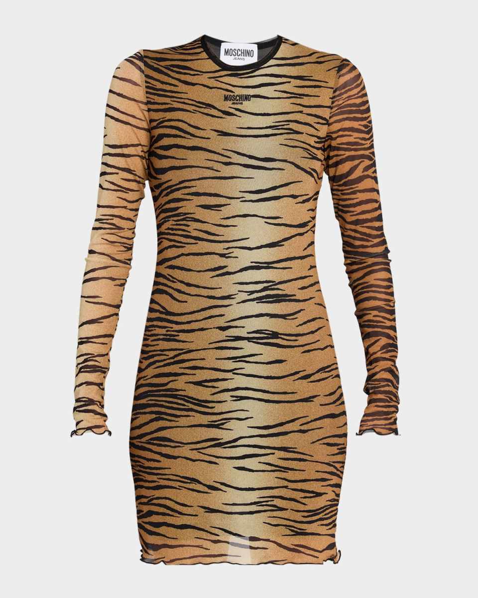 Tiger Printed Tulle Mini Dress